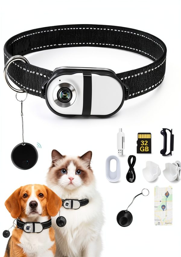 PRRPRR Pet Camera Collar 1080P HD Video GPS Tracking-0