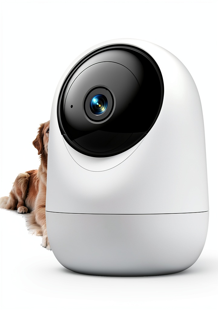 Andyssey indoor security camera mounted on a ceiling in a living room