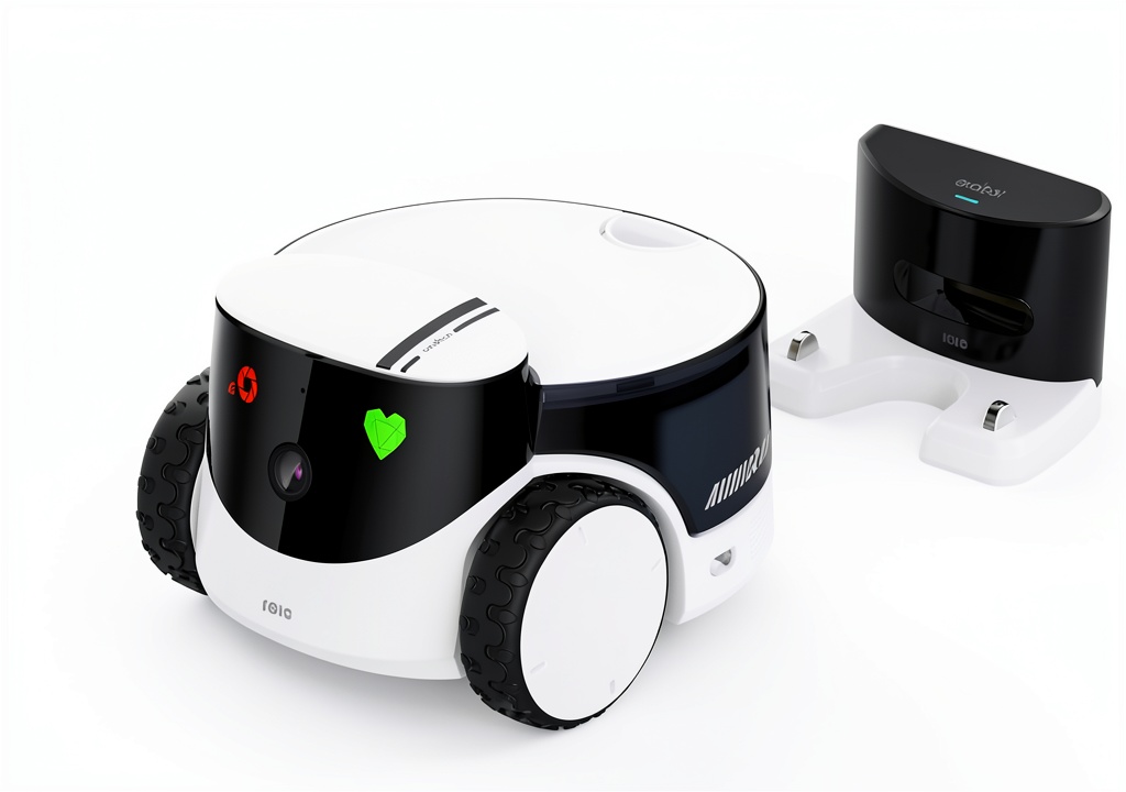 'Enabot PetPal camera on a table in a living room'