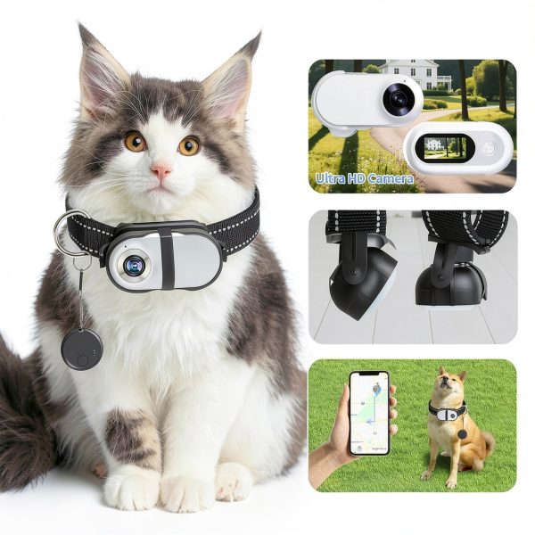 PRRPRR Pet Camera Collar 1080P HD Video GPS Tracking-1