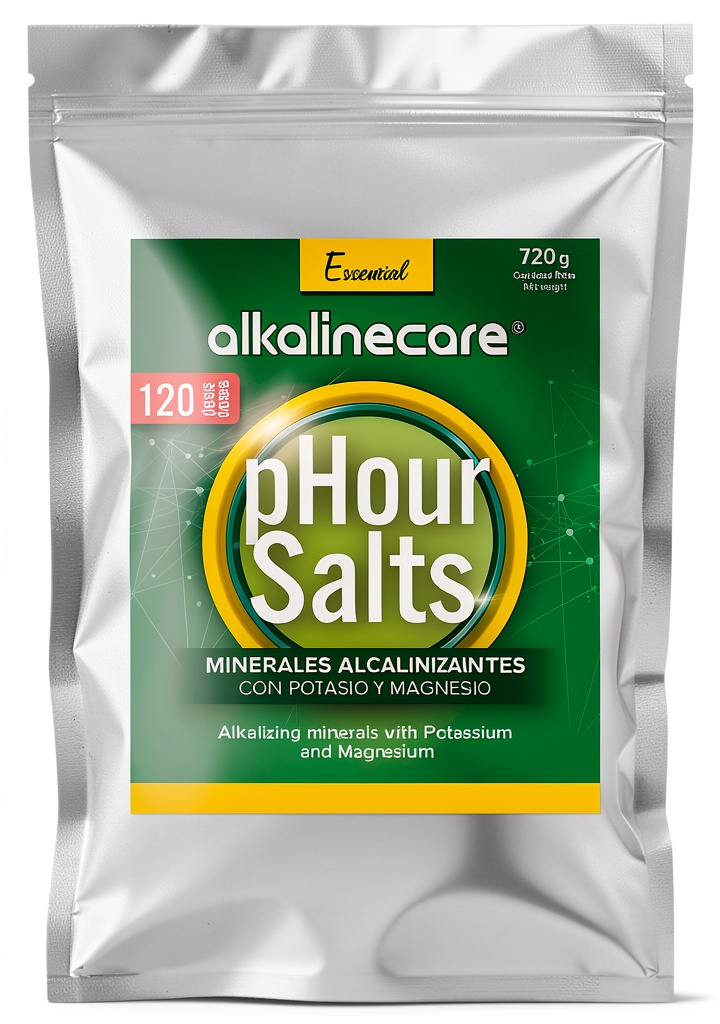 AlkalineCare electrolyte salt pouch on a kitchen counter